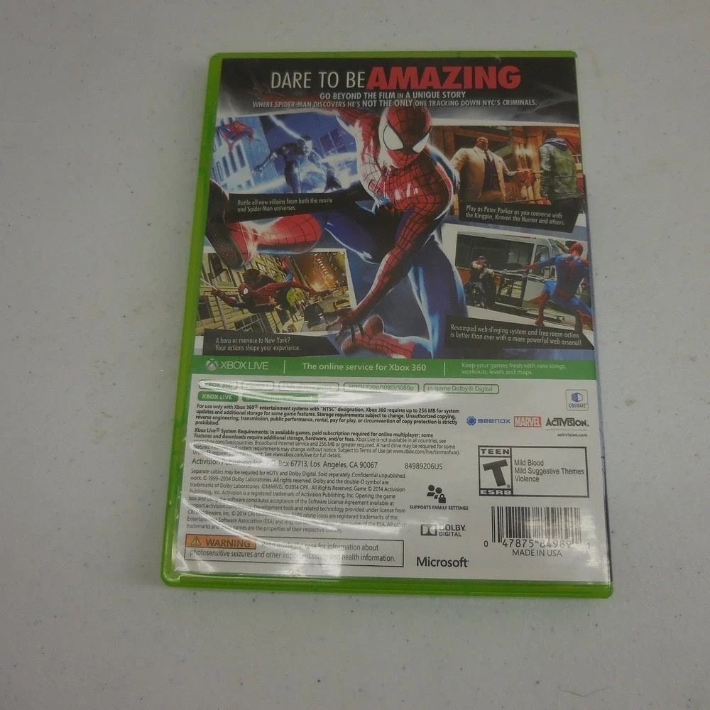 The Amazing Spider-Man 2 Xbox 360 Marvel Activision Beenox Video Game 2014